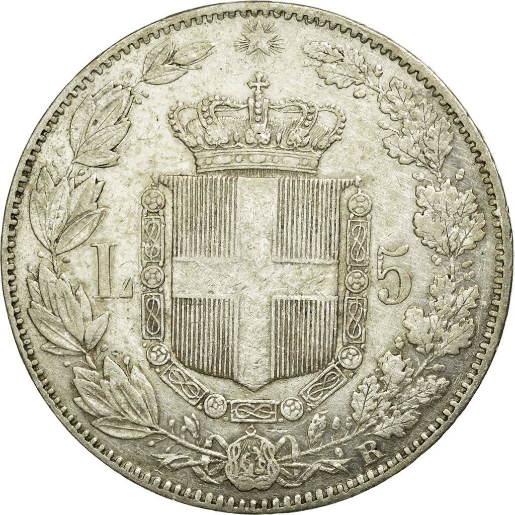 Coin, Italy, Umberto I, 5 Lire, 1879, Rome, VF(30-35), Silver, KM:20