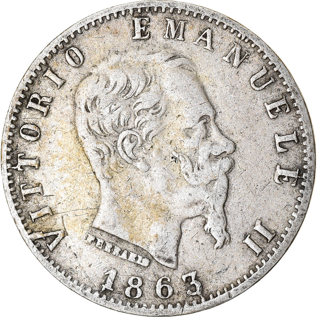 Coin, Italy, Vittorio Emanuele II, 20 Centesimi, 1863, Milan, EF(40-45), Silver