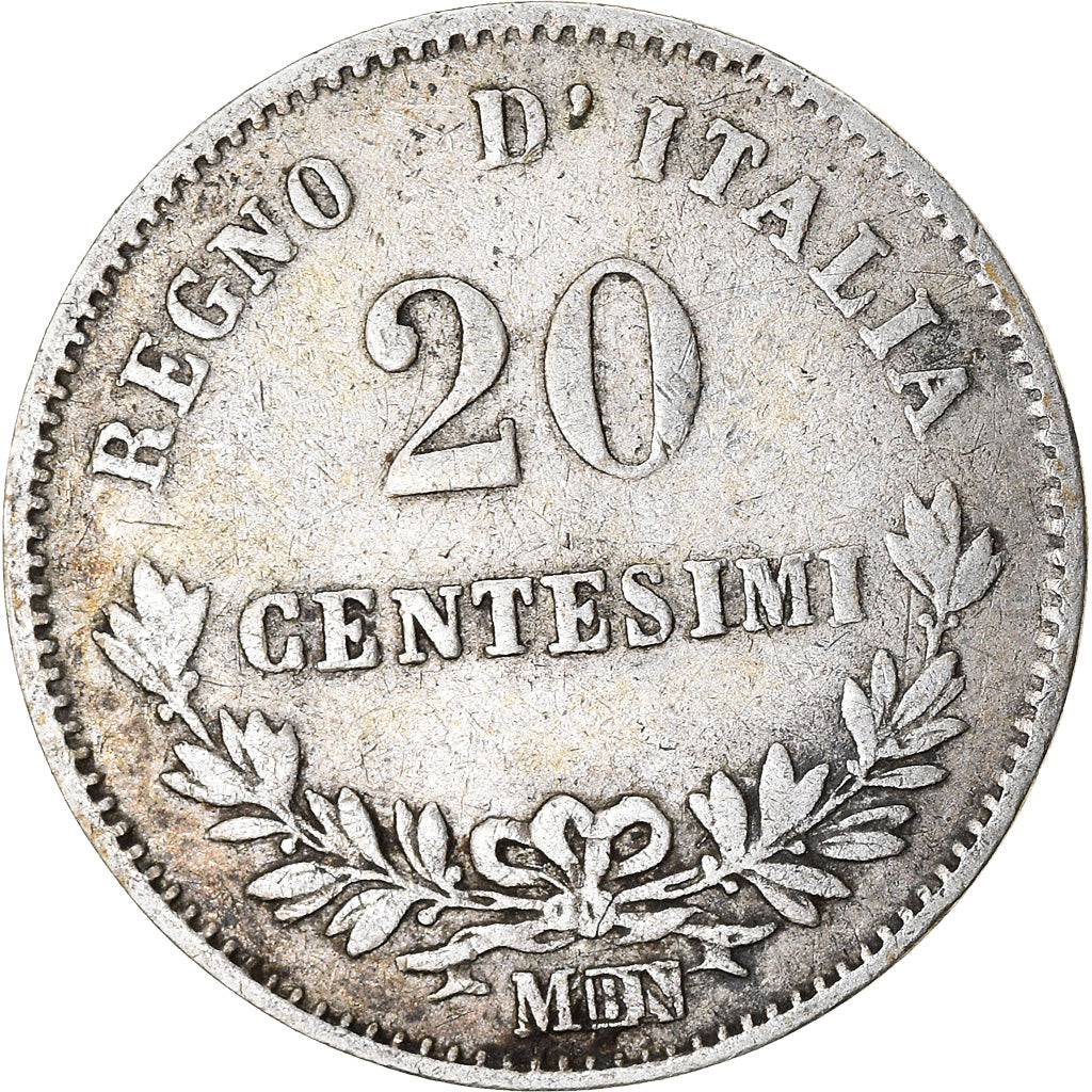Coin, Italy, Vittorio Emanuele II, 20 Centesimi, 1863, Milan, EF(40-45), Silver
