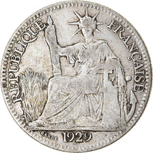 Moneda, INDOCHINA FRANCESA, 10 Cents, 1929, Paris, BC+, Plata, KM:16.1