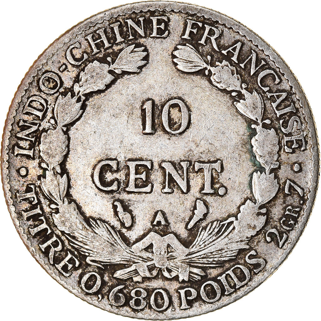 Moneda, INDOCHINA FRANCESA, 10 Cents, 1929, Paris, BC+, Plata, KM:16.1