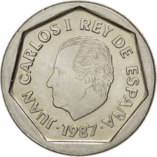 SPAIN, 200 Pesetas, 1987, KM #829, AU(55-58), Copper-Nickel, 21.7, 8.47