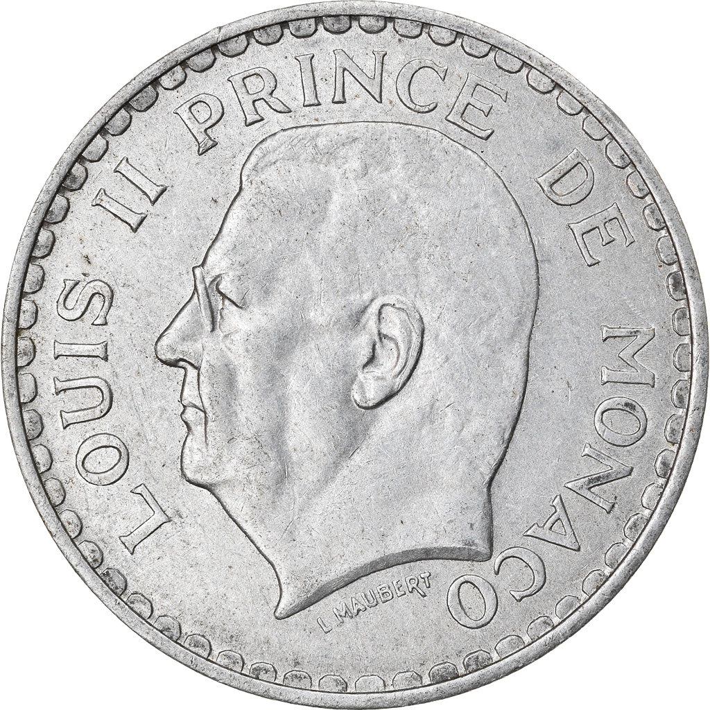 Coin, Monaco, Louis II, 5 Francs, 1945, Paris, EF(40-45), Aluminum, KM:122