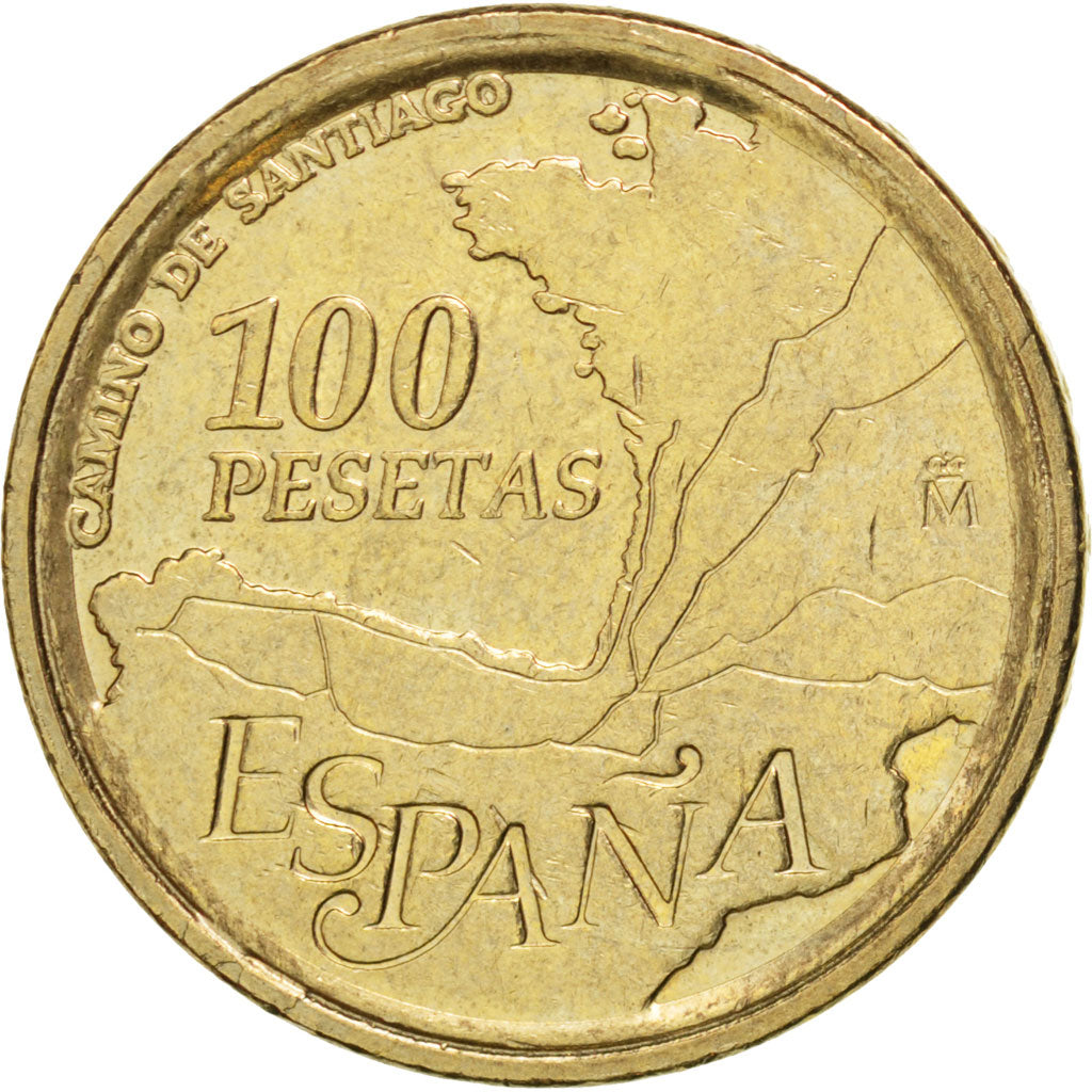 SPAIN, 100 Pesetas, 1993, Madrid, KM #922, AU(50-53), Aluminum-Bronze, 24.5,...