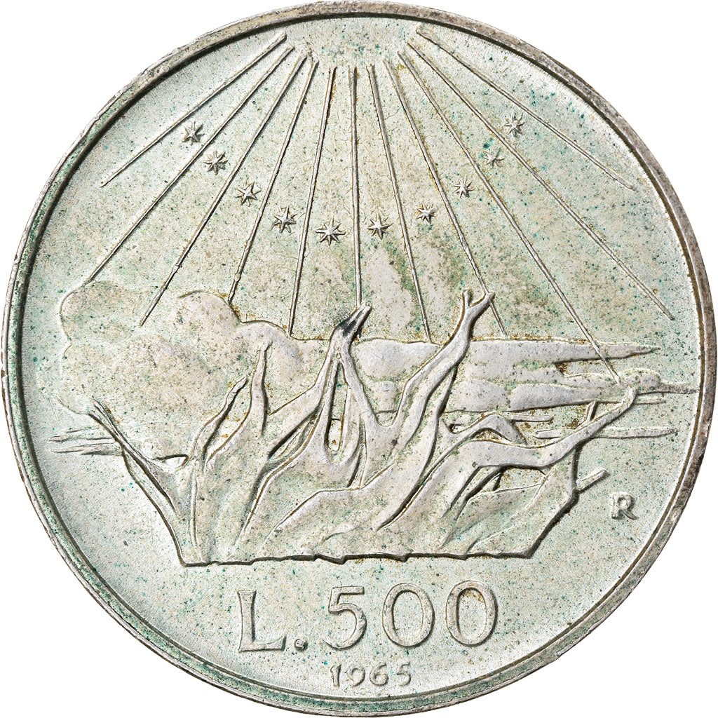 Coin, Italy, 500 Lire, 1965, Rome, EF(40-45), Silver, KM:100