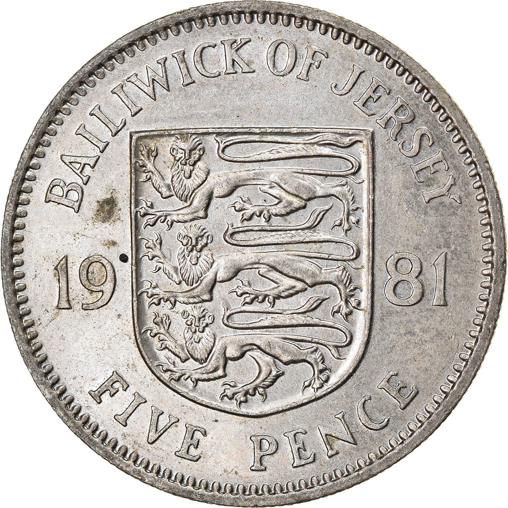 Coin, Jersey, Elizabeth II, 5 Pence, 1981, EF(40-45), Copper-nickel, KM:48