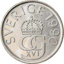 Coin, Sweden, Carl XVI Gustaf, 5 Kronor, 1990, EF(40-45), Copper-nickel, KM:853