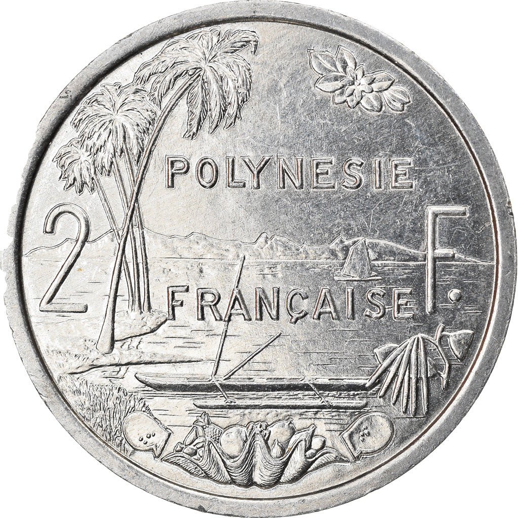 Moeda, Polinésia Francesa, 2 Francs, 2001, Paris, EF(40-45), Alumínio, KM:10