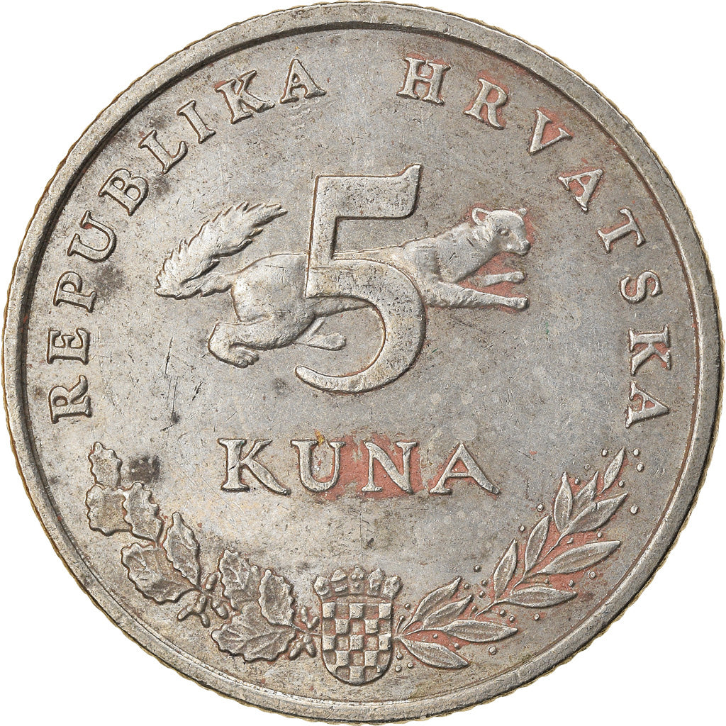 Moneda, Croacia, 5 Kuna, 2001, BC+, Cobre - níquel - cinc, KM:11