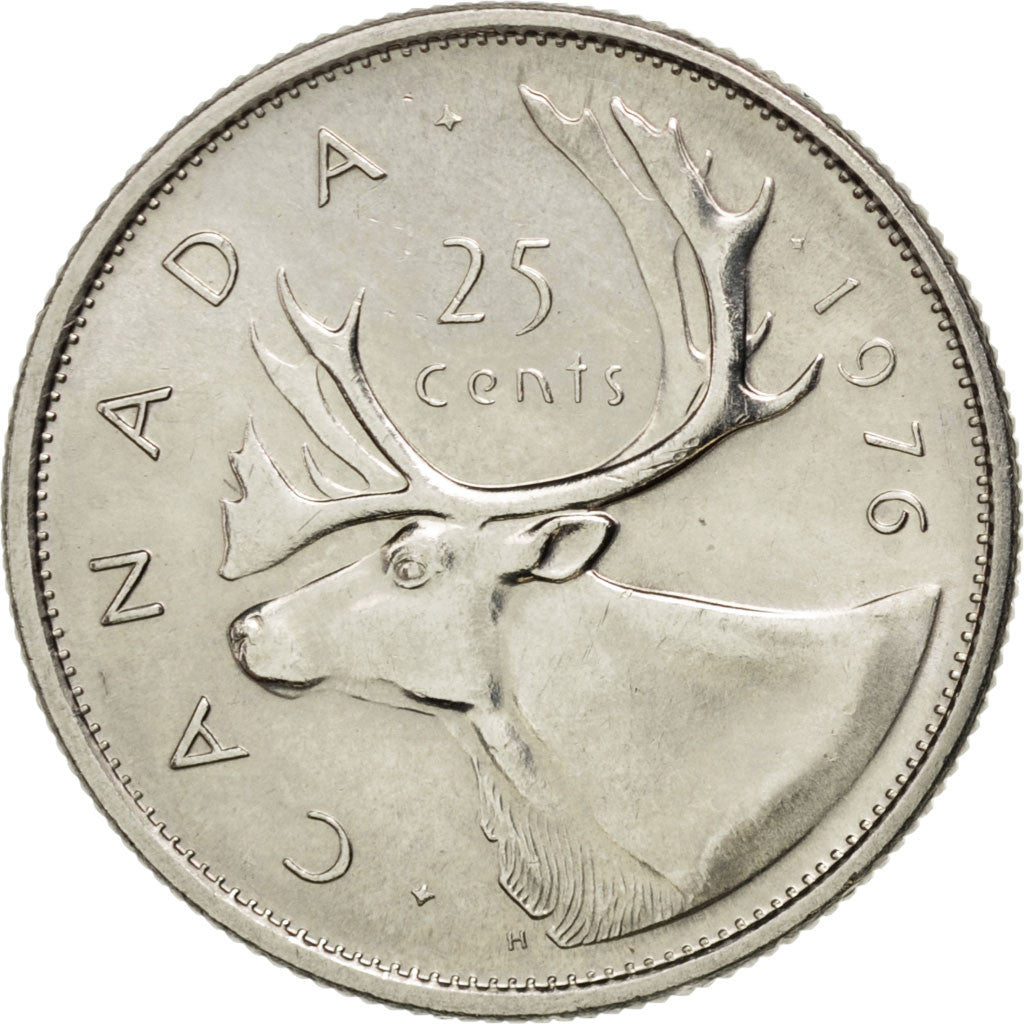 CANADA, 25 Cents, 1976, Royal Canadian Mint, KM #62b, MS(60-62), Nickel, 23.8,..