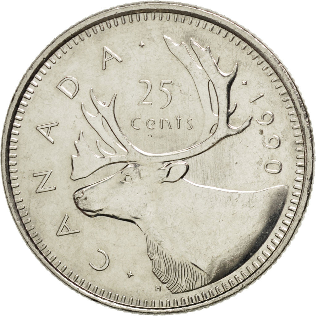 Coin, Canada, Elizabeth II, 25 Cents, 1990, Royal Canadian Mint, Ottawa