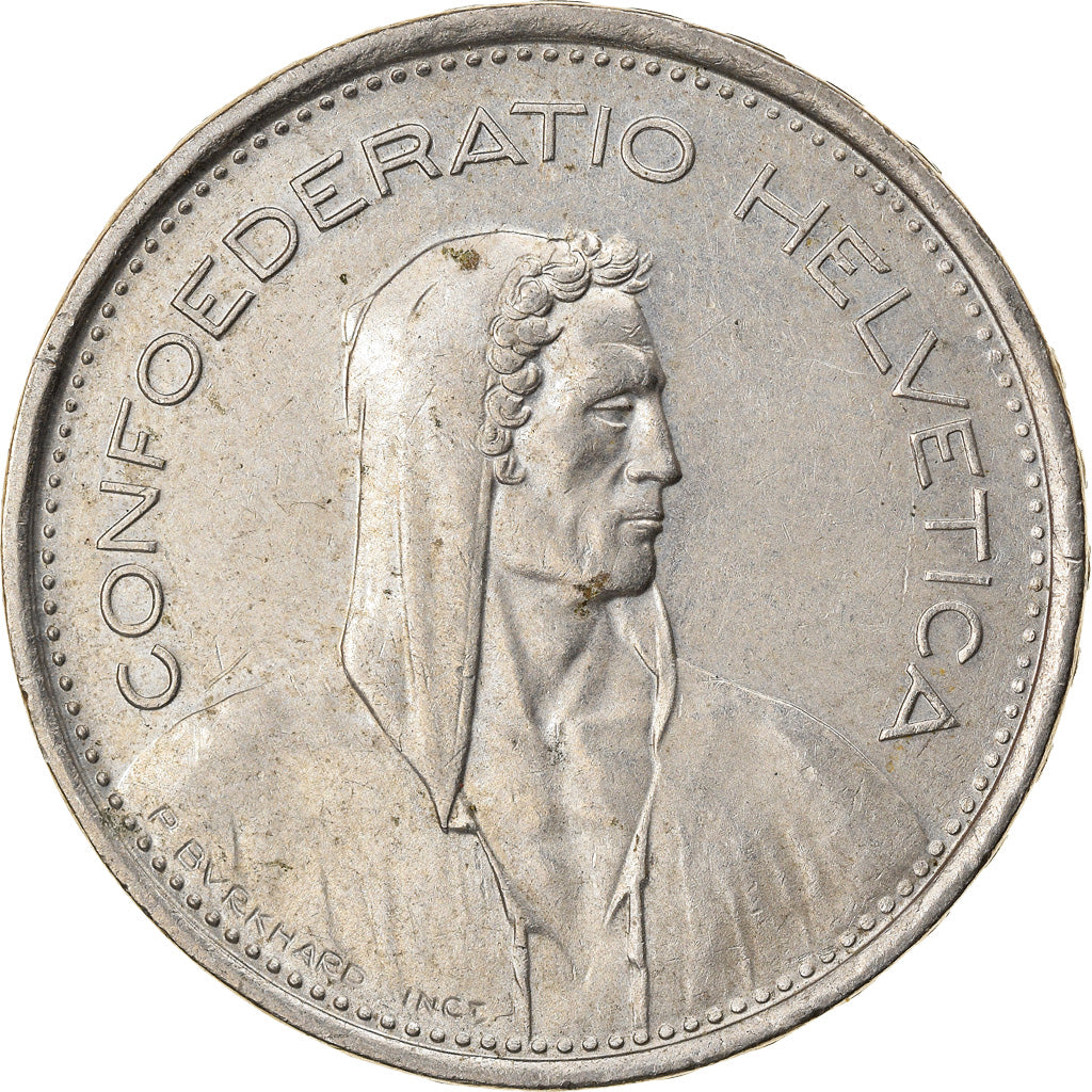Moeda, Suíça, 5 Francs, 1974, Bern, EF(40-45), Cobre-níquel, KM:40a.1