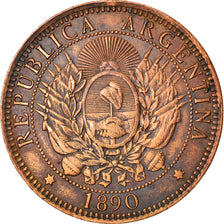 Coin, Argentina, 2 Centavos, 1890, EF(40-45), Bronze, KM:33