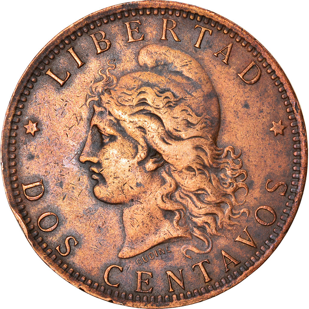 Coin, Argentina, 2 Centavos, 1890, EF(40-45), Bronze, KM:33