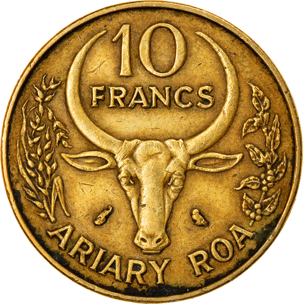 Moneta, Madagascar, 10 Francs, 2 Ariary, 1972, Paris, BB, Alluminio-bronzo