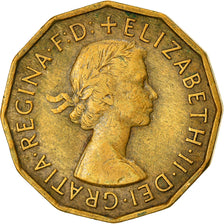 Coin, Great Britain, Elizabeth II, 3 Pence, 1957, VF(30-35), Nickel-brass