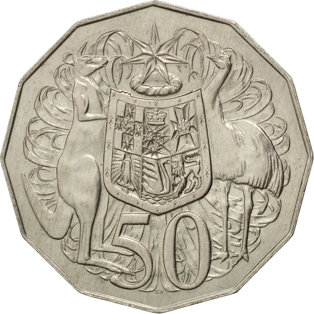 AUSTRALIA, 50 Cents, 1974, KM #68, AU(50-53), Copper-Nickel, 31.65, 15.77
