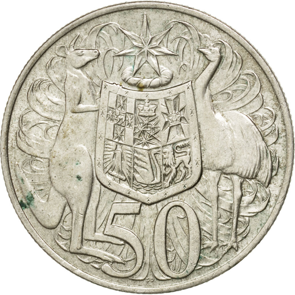 AUSTRALIA, 50 Cents, 1966, KM #67, AU(50-53), Silver, 31.5, 13.32