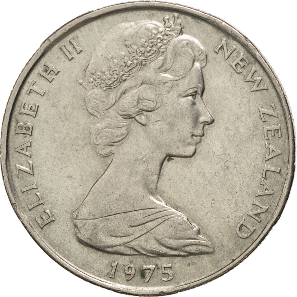 NEW ZEALAND, 50 Cents, 1975, KM #37.1, AU(50-53), Copper-Nickel, 31.75, 13.84