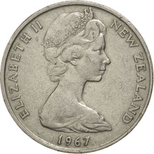 NEW ZEALAND, 20 Cents, 1967, KM #36.1, AU(50-53), Copper-Nickel, 28.58, 11.32