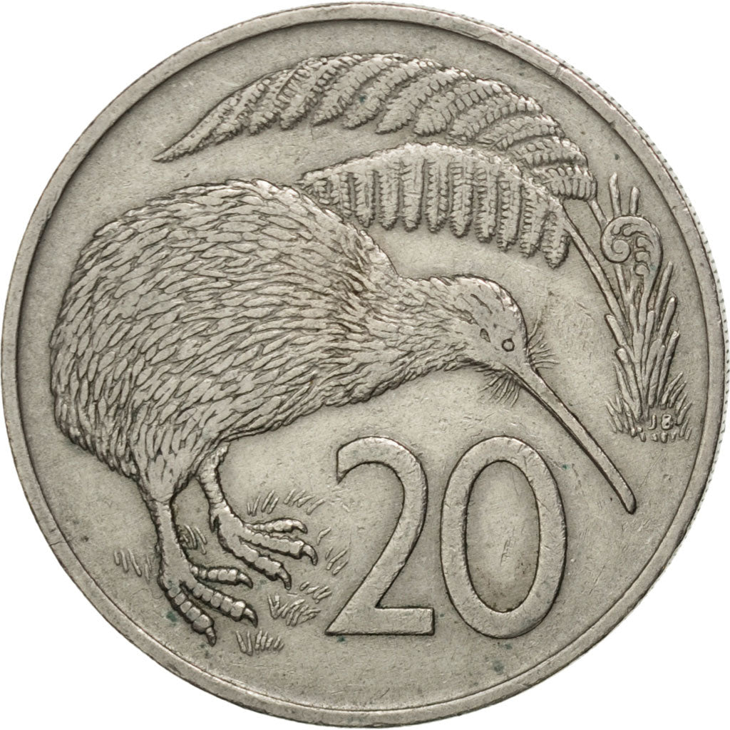 NEW ZEALAND, 20 Cents, 1967, KM #36.1, AU(50-53), Copper-Nickel, 28.58, 11.32