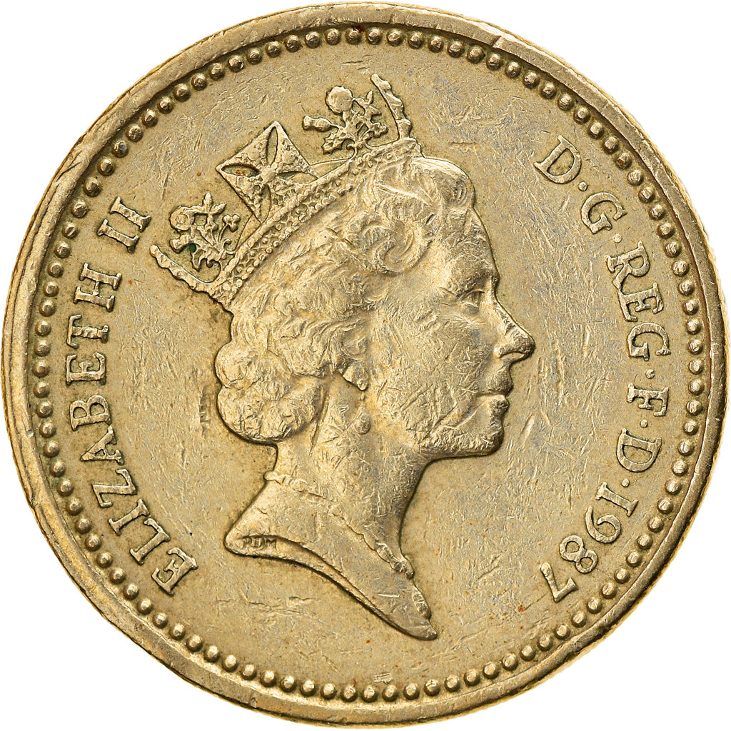 Coin, Great Britain, Elizabeth II, Pound, 1987, EF(40-45), Nickel-brass, KM:948