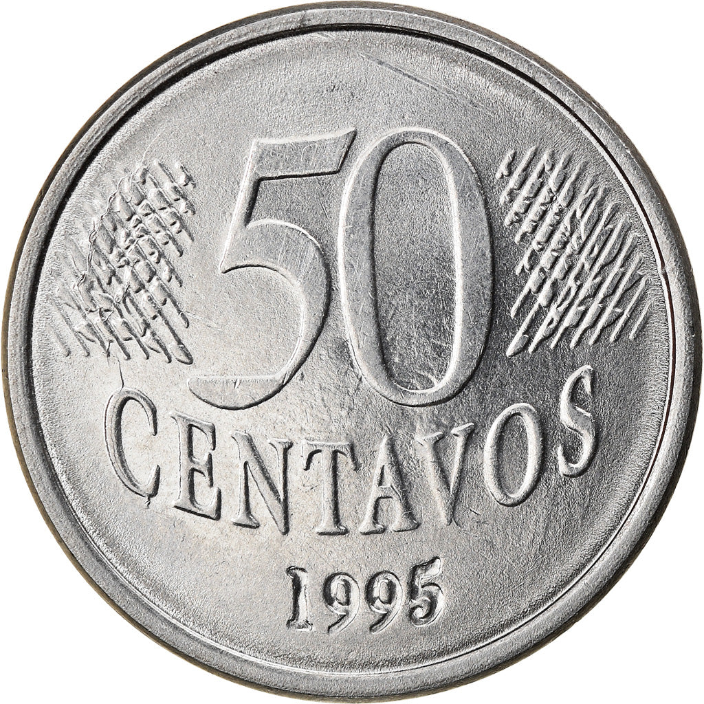 Coin, Brazil, 50 Centavos, 1995, EF(40-45), Stainless Steel, KM:635