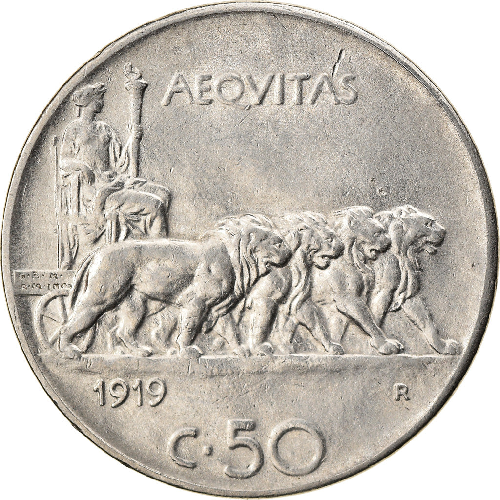 Monnaie, Italie, Vittorio Emanuele III, 50 Centesimi, 1919, Rome, TTB, Nickel