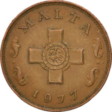 MALTA, Cent, 1977, British Royal Mint, KM #8, AU(50-53), Bronze, 25.9, 7.21