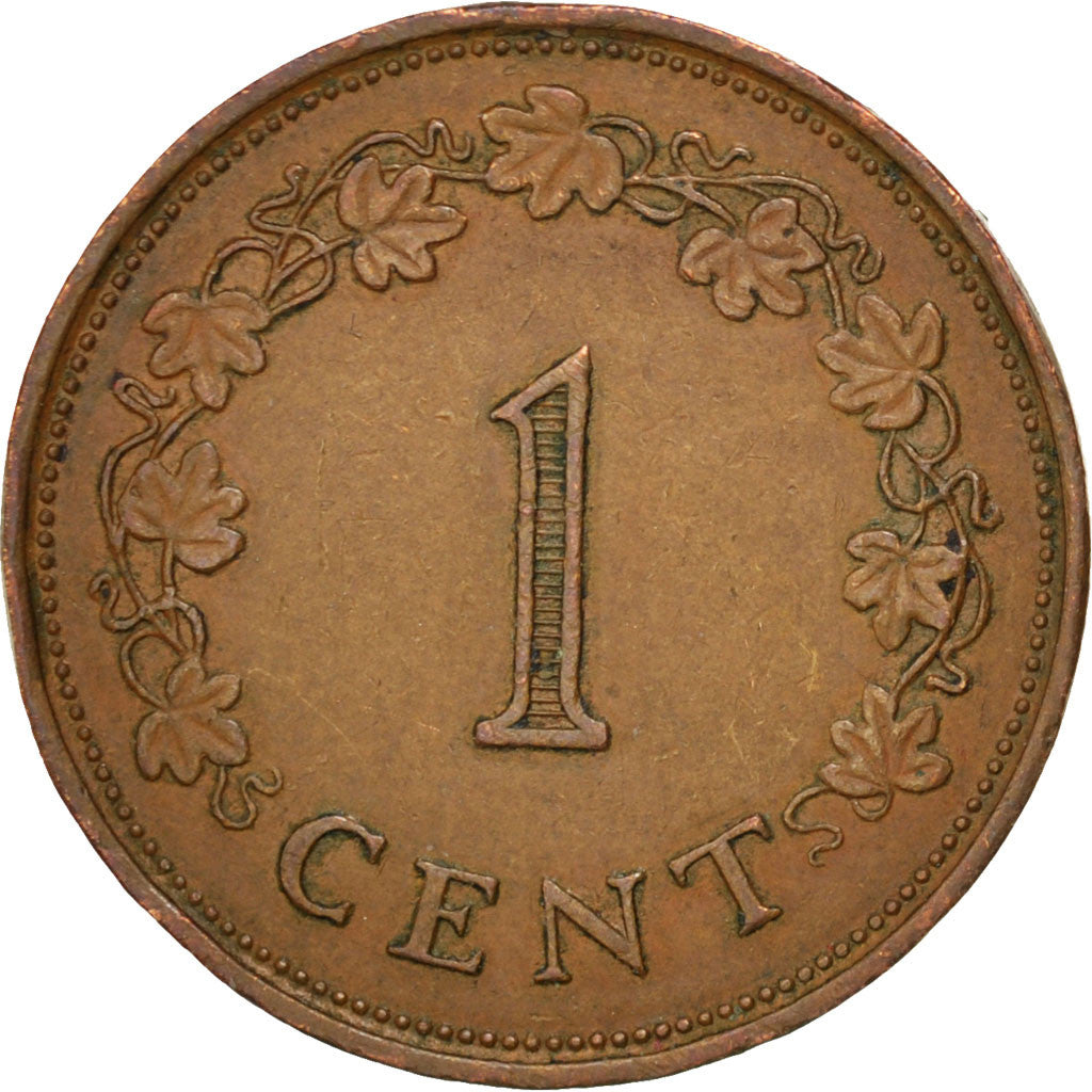 MALTA, Cent, 1977, British Royal Mint, KM #8, AU(50-53), Bronze, 25.9, 7.21