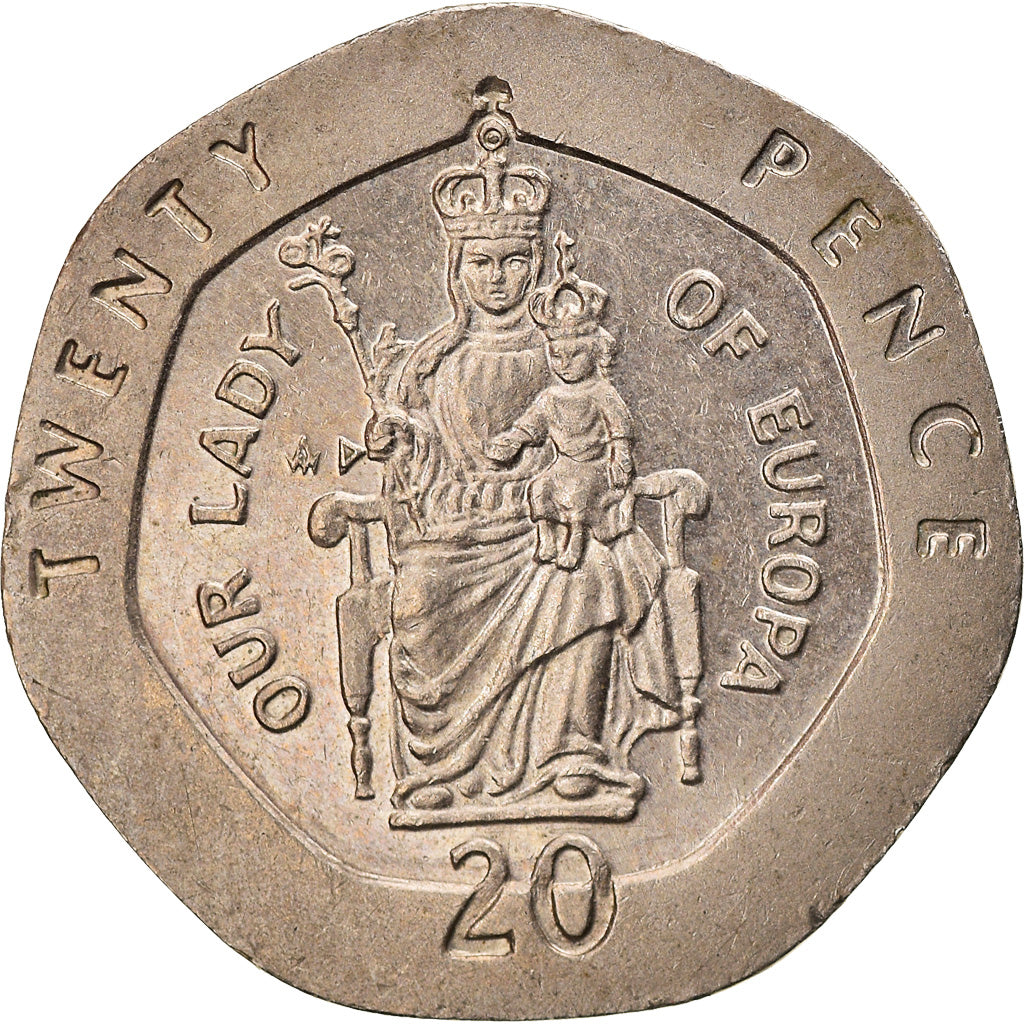 Moneda, Gibraltar, Elizabeth II, 20 Pence, 1988, MBC, Cobre - níquel, KM:16