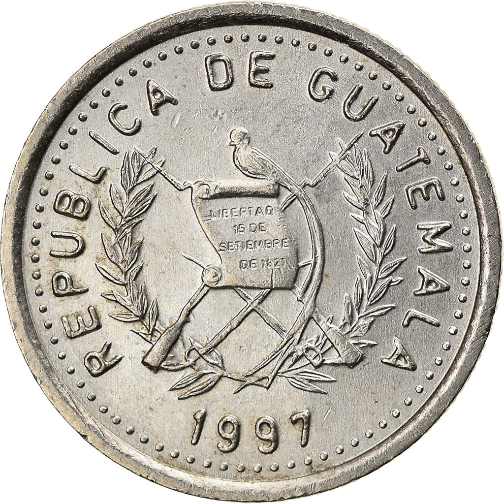 Coin, Guatemala, 5 Centavos, 1997, EF(40-45), Copper-nickel, KM:276.6