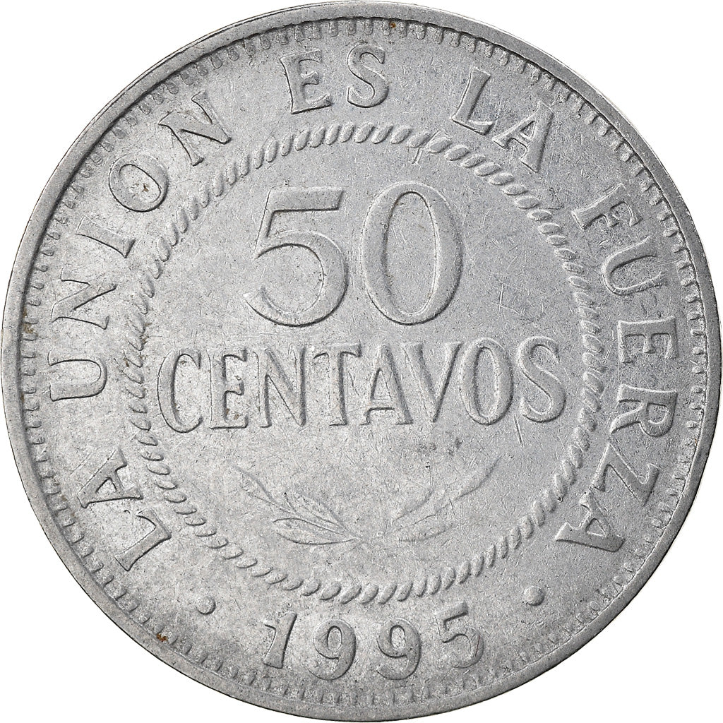 Monnaie, Bolivie, 50 Centavos, 1995, TTB, Stainless Steel, KM:204