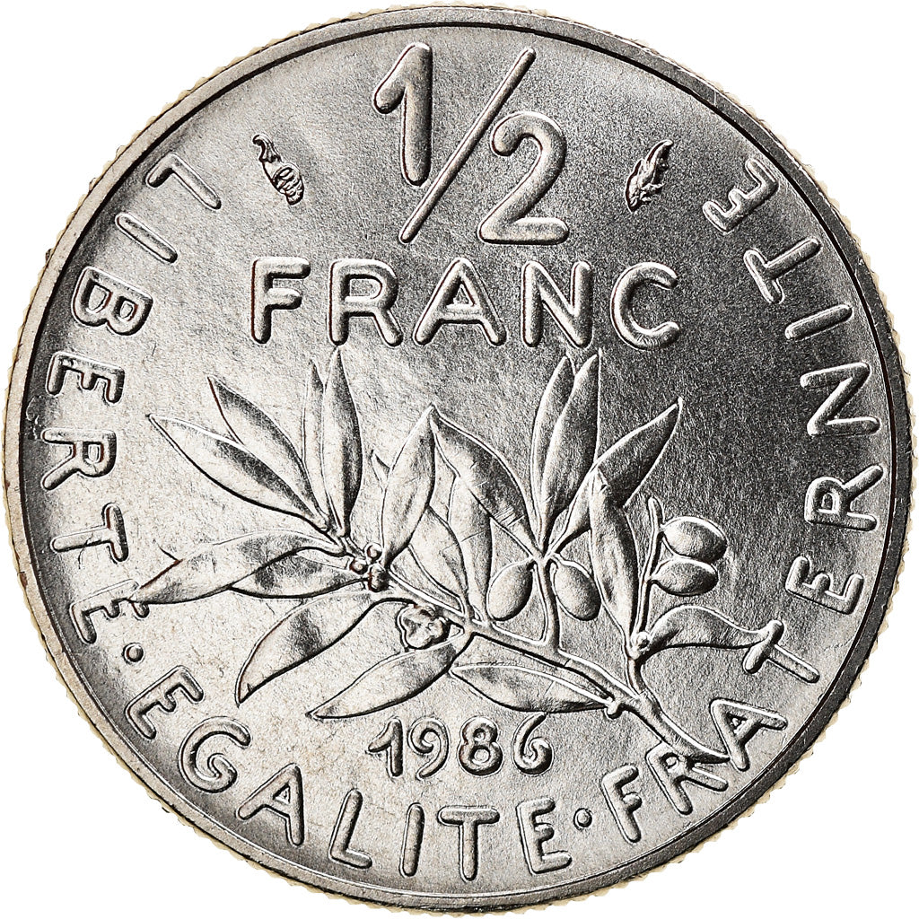 Moneta, Francja, Semeuse, 1/2 Franc, 1986, Paris, MS(60-62), Nikiel, KM:931.1