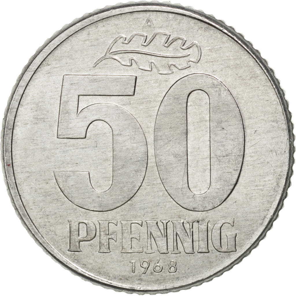 GERMAN-DEMOCRATIC REPUBLIC, 50 Pfennig, 1968, Berlin, KM #12.2, AU(55-58),...