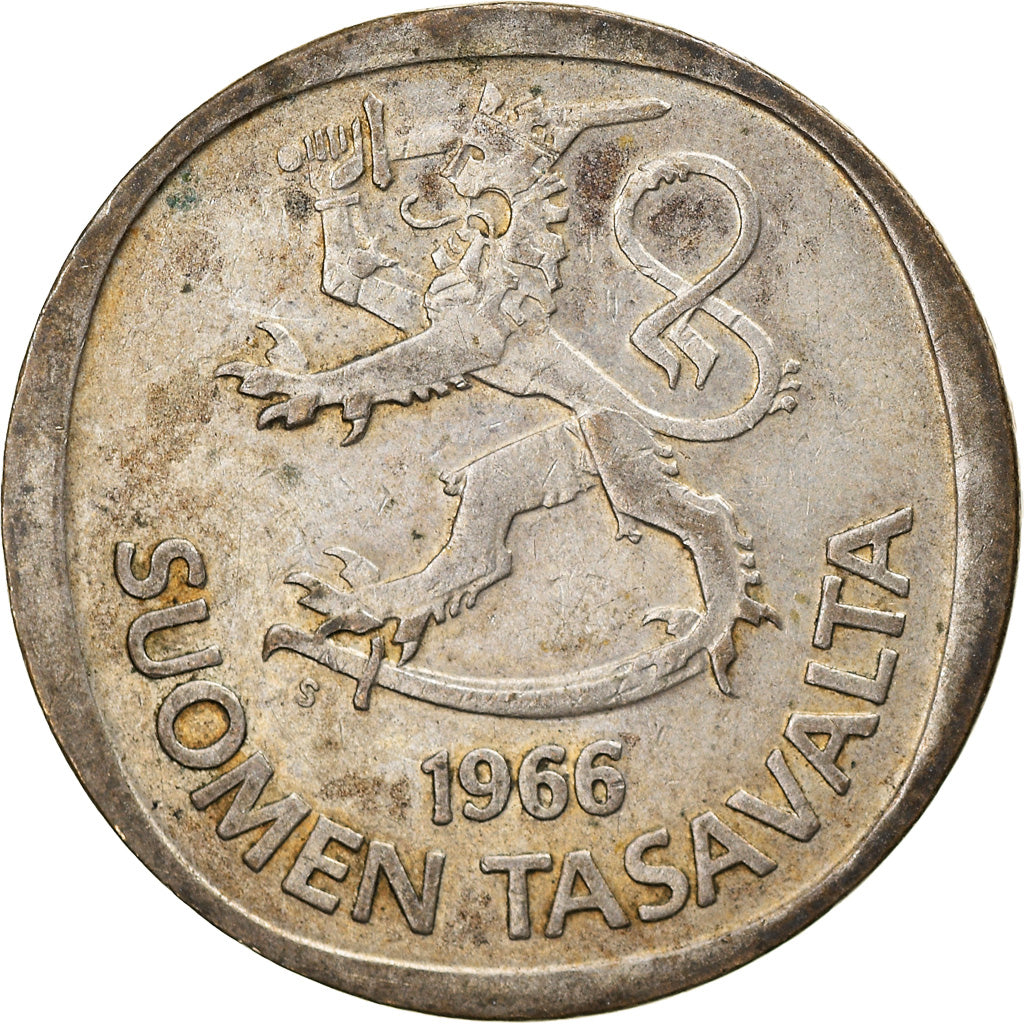 Moeda, Finlândia, Markka, 1966, VF(30-35), Prata, KM:49