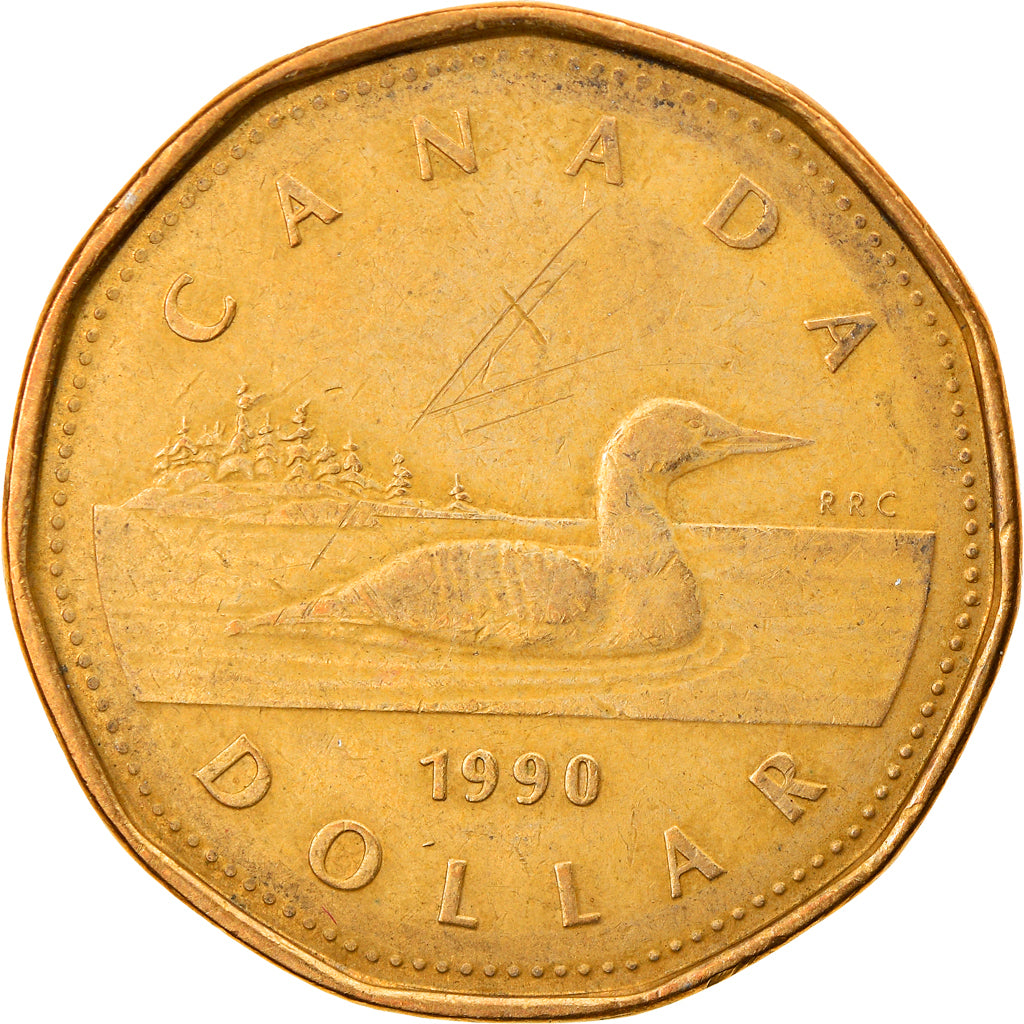 Coin, Canada, Elizabeth II, Dollar, 1990, Royal Canadian Mint, Ottawa