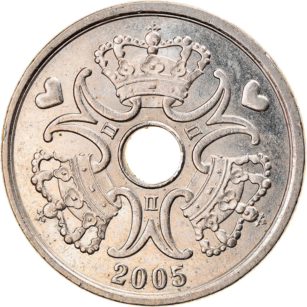 Coin, Denmark, Margrethe II, 2 Kroner, 2005, Brondby, EF(40-45), Copper-nickel