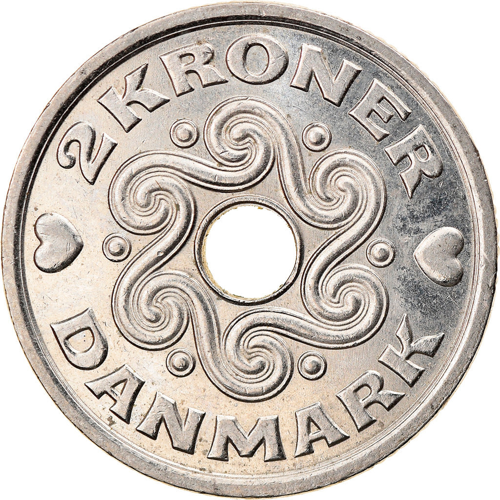 Coin, Denmark, Margrethe II, 2 Kroner, 2005, Brondby, EF(40-45), Copper-nickel