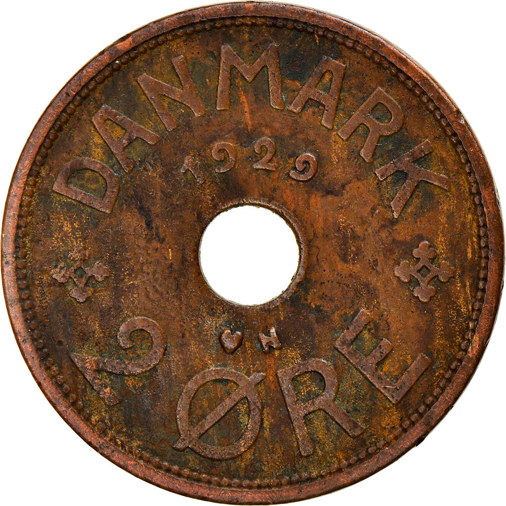 Monnaie, Danemark, Christian X, 2 Öre, 1929, Copenhagen, TB+, Bronze, KM:827.2