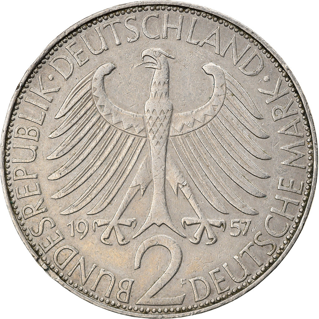 Coin, GERMANY - FEDERAL REPUBLIC, 2 Mark, 1957, Stuttgart, EF(40-45)