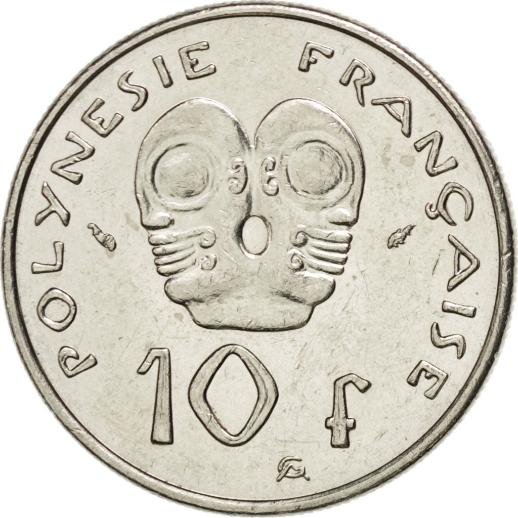 FRENCH POLYNESIA, 10 Francs, 1979, Paris, KM #8, AU(55-58), Nickel, 24, 5.97