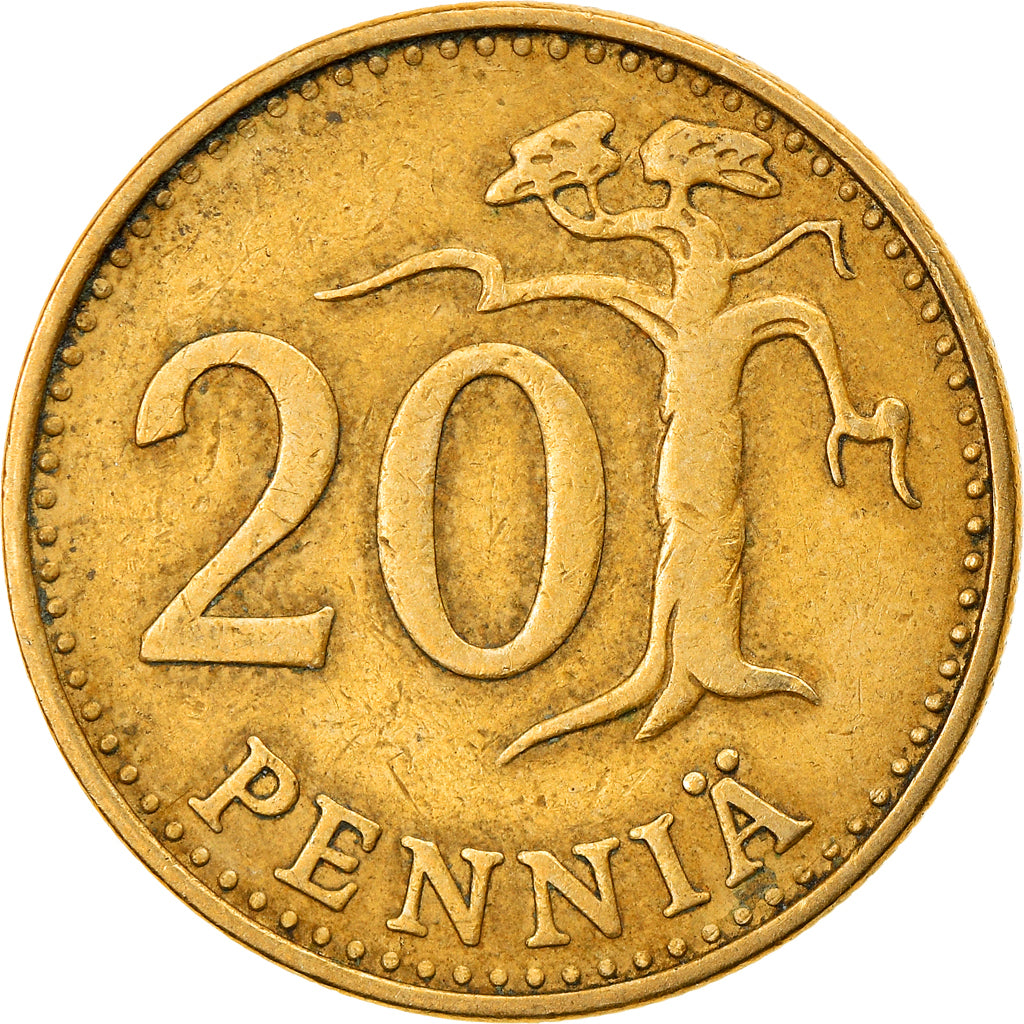 Moneta, Finlandia, 20 Pennia, 1963, EF(40-45), Aluminium-Brąz, KM:47
