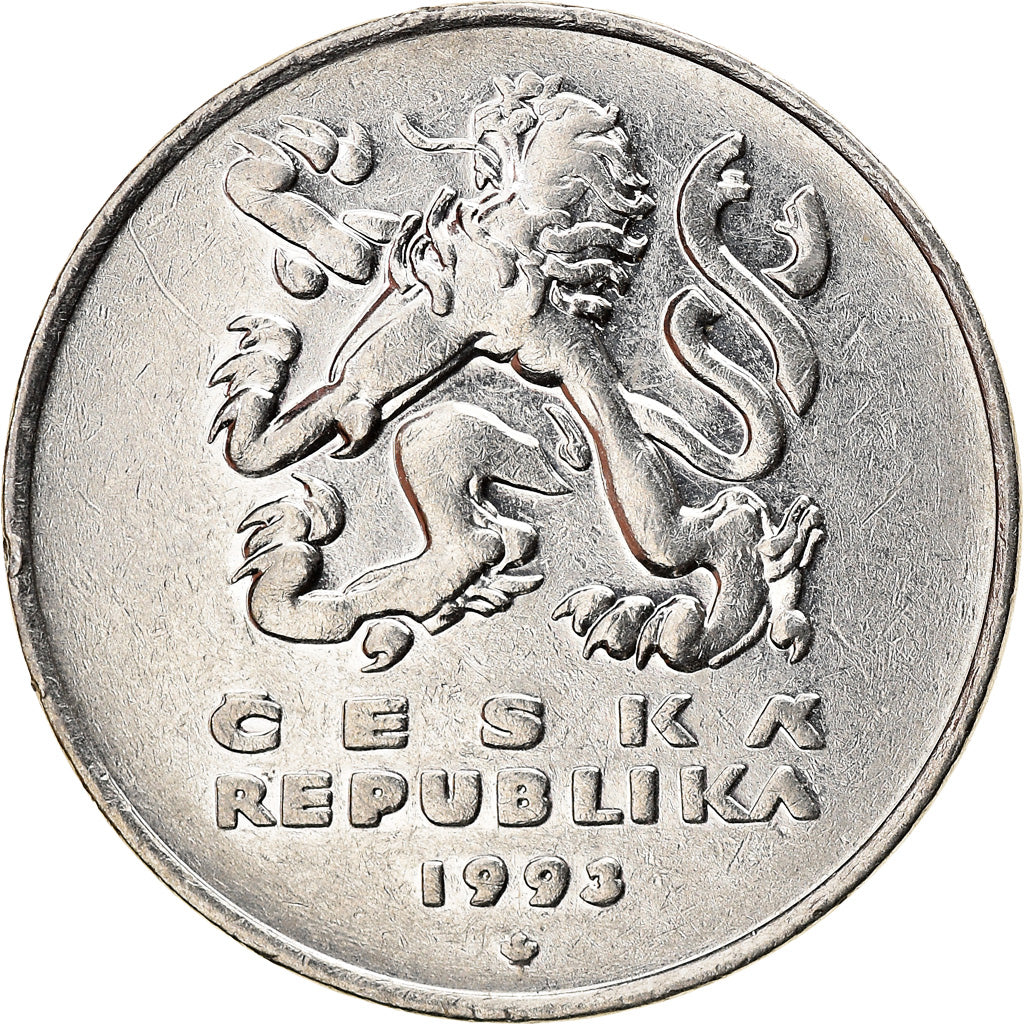Munten, Tsjechische Republiek, 5 Korun, 1993, FR+, Nickel plated steel, KM:8