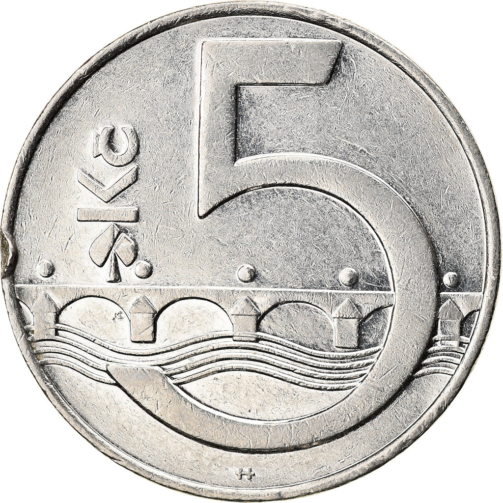 Munten, Tsjechische Republiek, 5 Korun, 1993, FR+, Nickel plated steel, KM:8