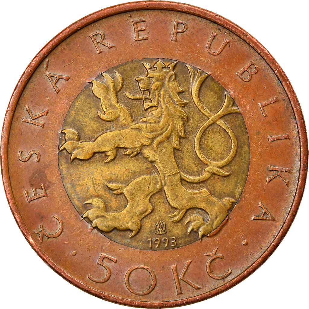 Monnaie, République Tchèque, 50 Korun, 1993, TB+, Bi-Metallic, KM:1