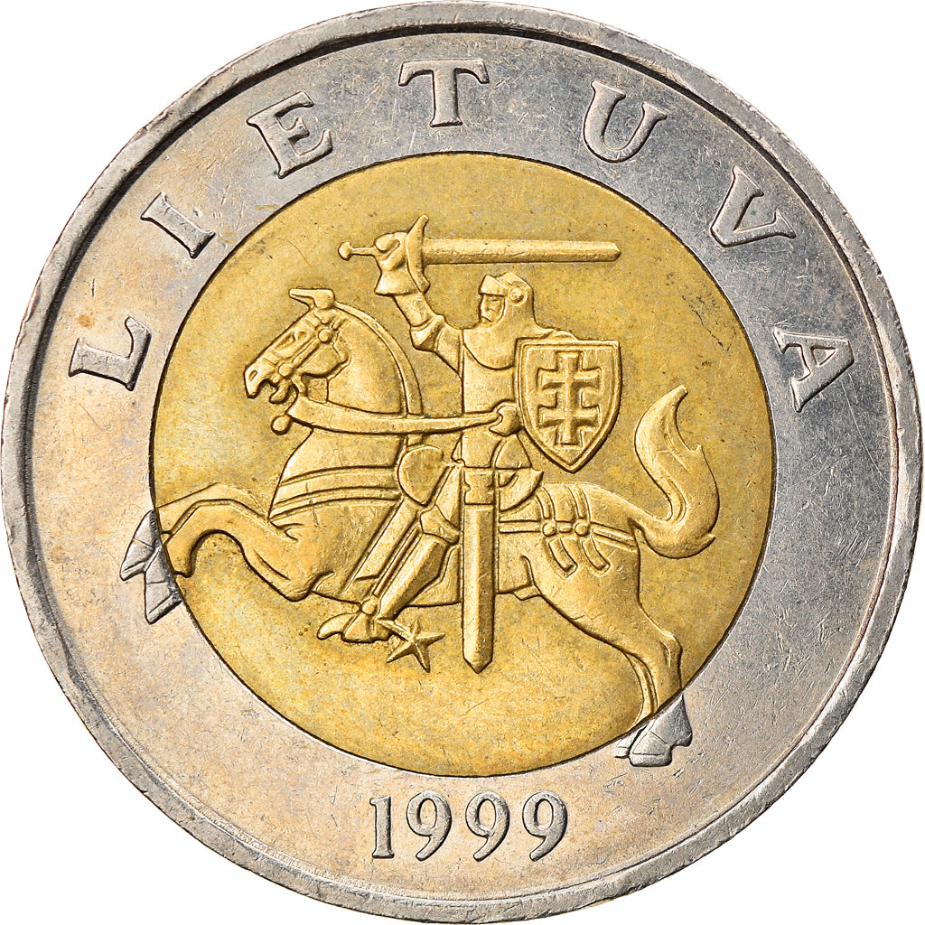 Coin, Lithuania, 5 Litai, 1999, EF(40-45), Bi-Metallic, KM:113