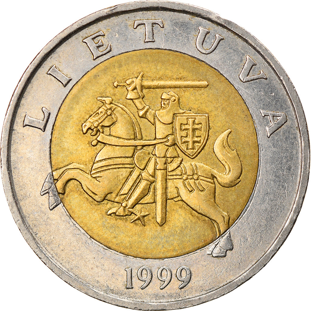 Coin, Lithuania, 5 Litai, 1999, EF(40-45), Bi-Metallic, KM:113