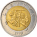 Coin, Lithuania, 5 Litai, 1999, EF(40-45), Bi-Metallic, KM:113