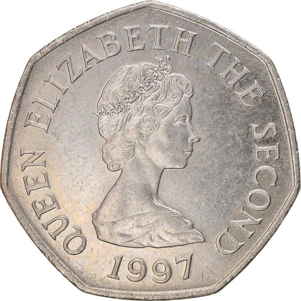 Moneta, Jersey, Elizabeth II, 50 Pence, 1997, BB, Rame-nichel, KM:58.2
